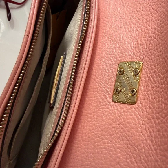 Valentino by Mario Valentino Blush Leather Wristlet with Gold Ring - Picture 4 of 4